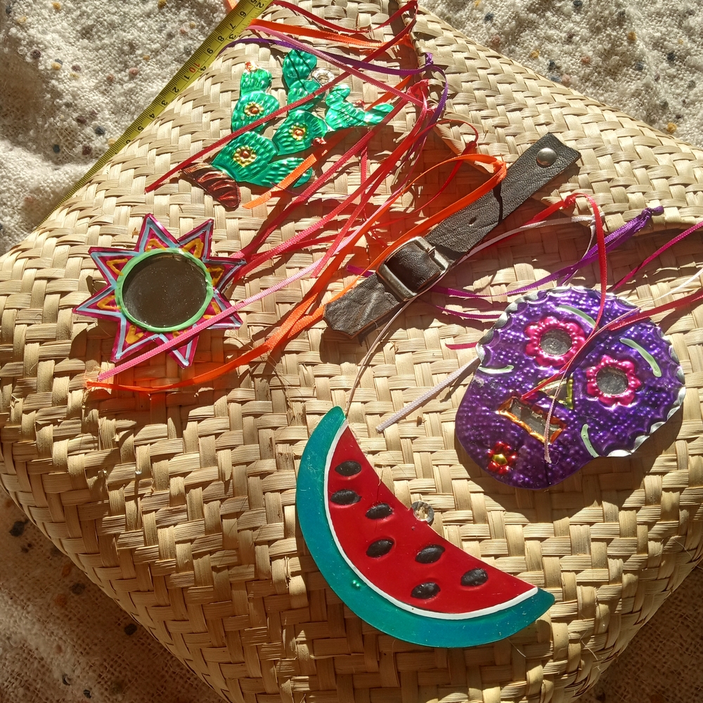 Handmade in Mexico Boho Straw Beach Bag